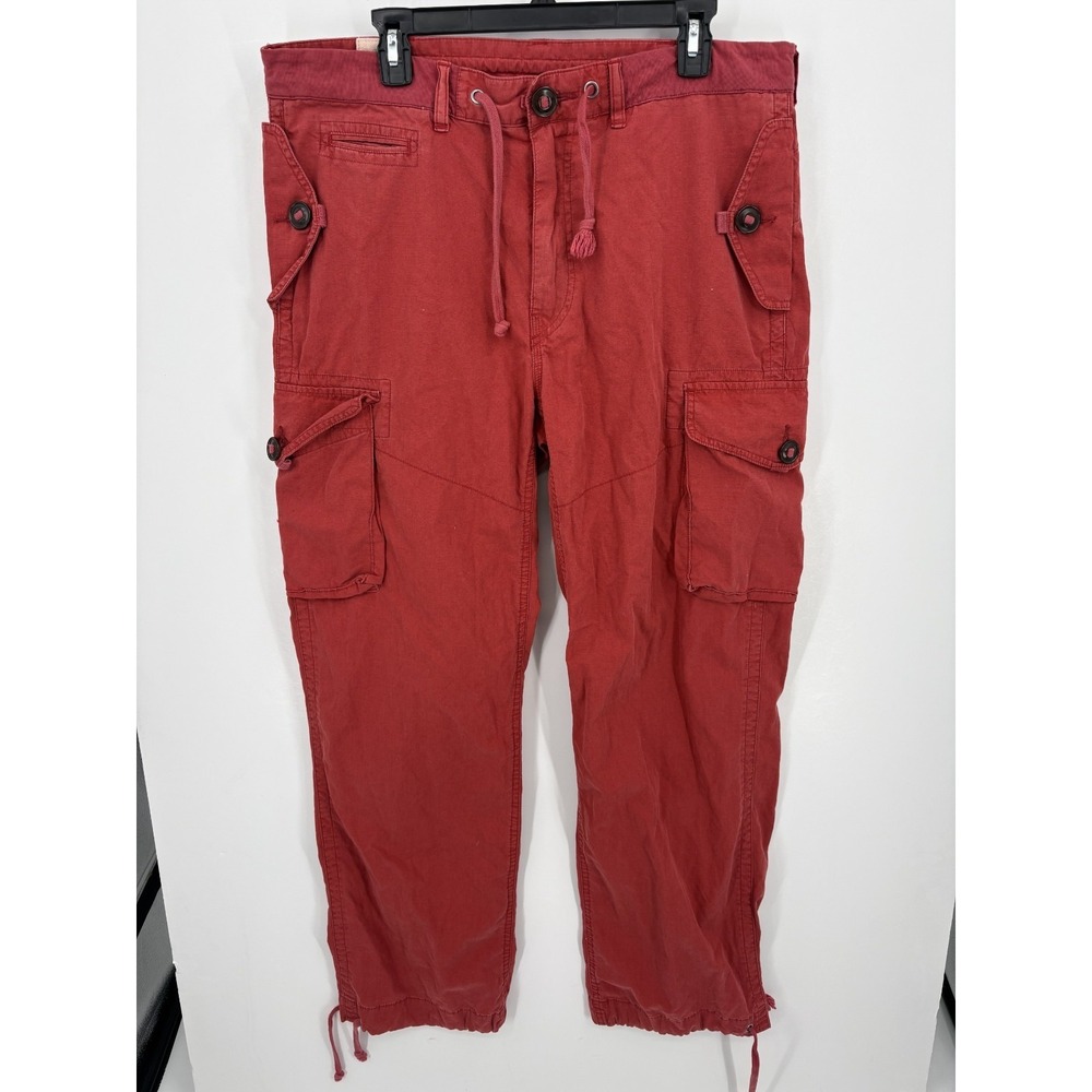 Polo Ralph Lauren VTG Mens Red Paratrooper Cargo Pants Utility Military XL 38x34